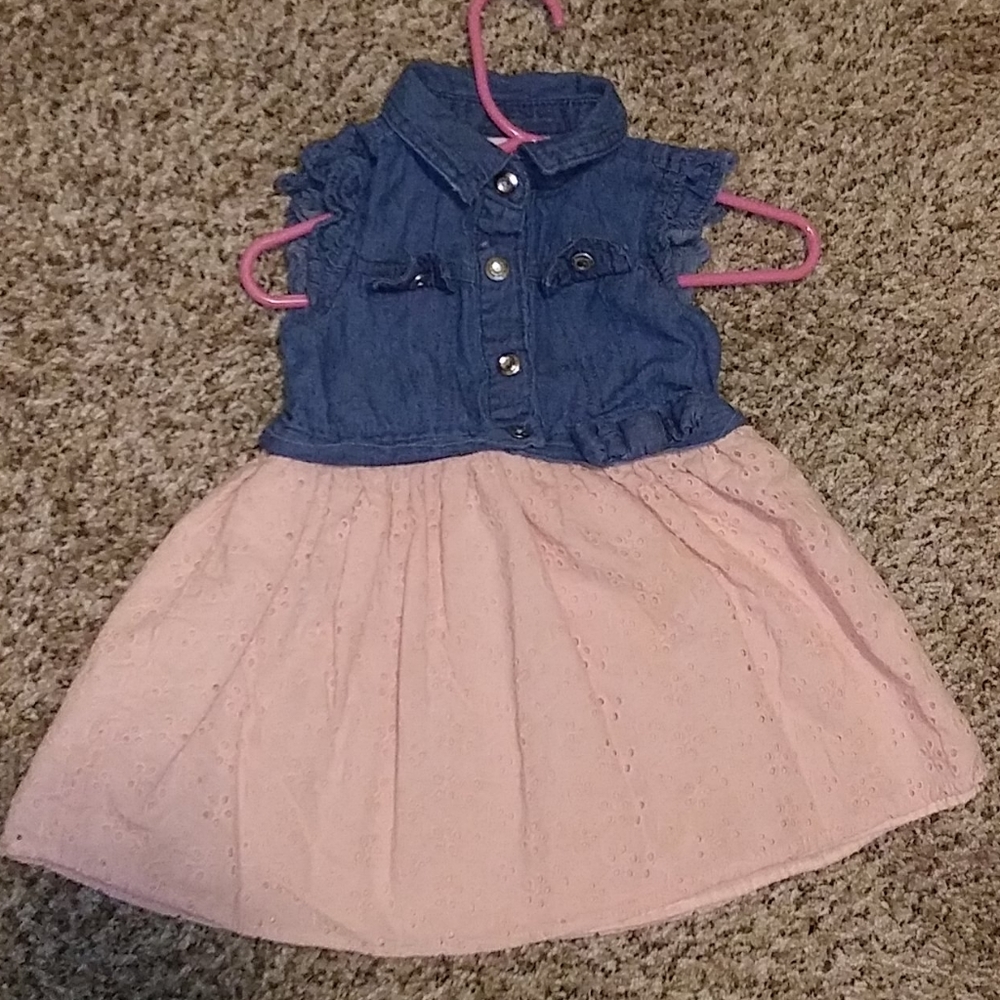 Denim baby girl pink dress